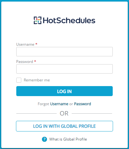 From Hotschedules Login, enter username and password in the respective blank.