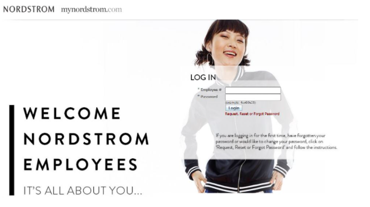 Enter MyNordstrom Employee ID and Password in the respective blank spaces.
