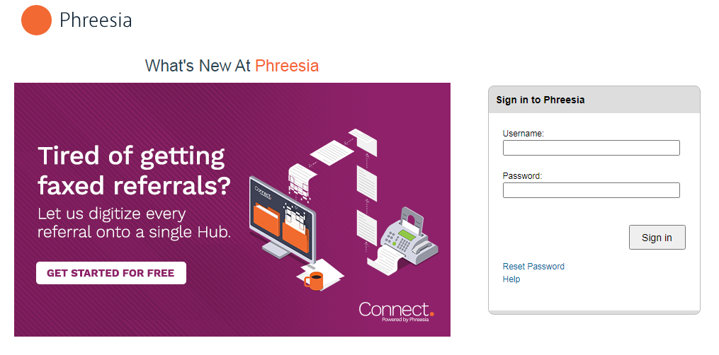 Overview of Phreesia Login Interface