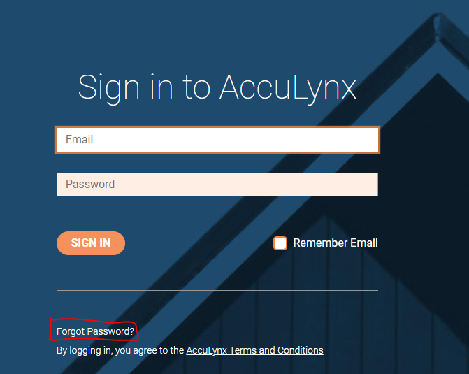 Acculynx Login Forgot password 1