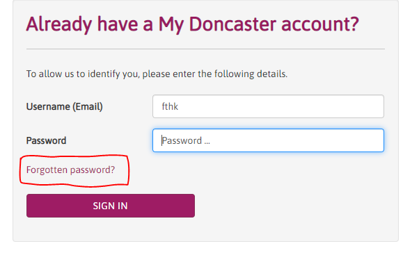 Doncaster Council HR forgot password
