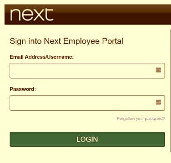 Next Employee Portal Login page