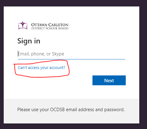 OCDSB Staff Portal password