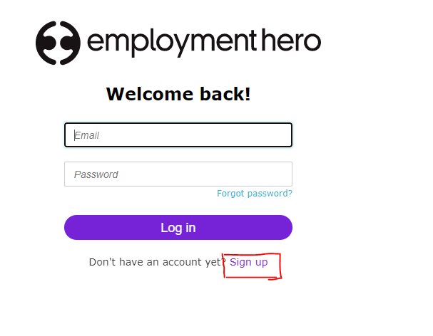 Employment Hero Login Page